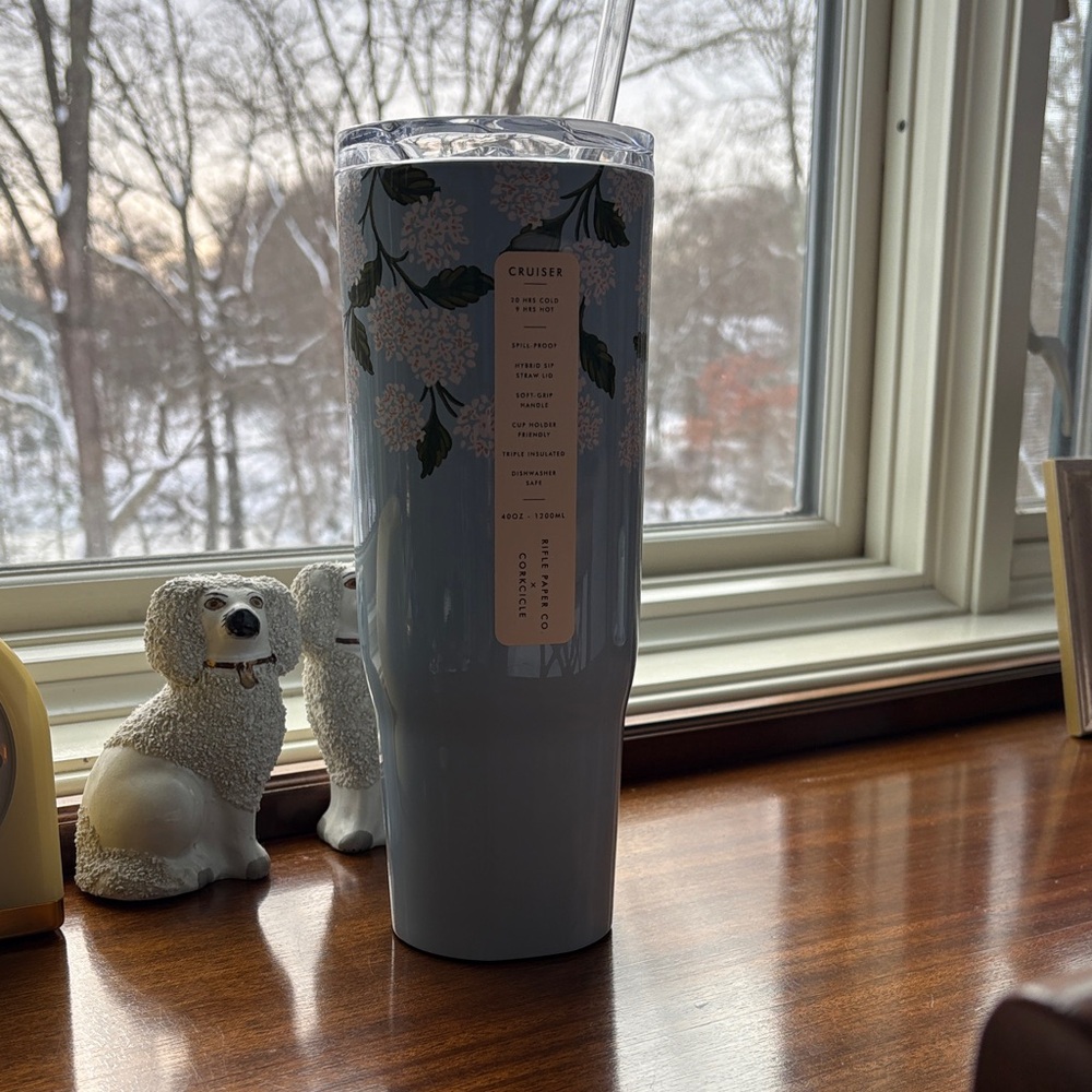 Corkcicle Hydrangea Floral Tumbler - White and Blue